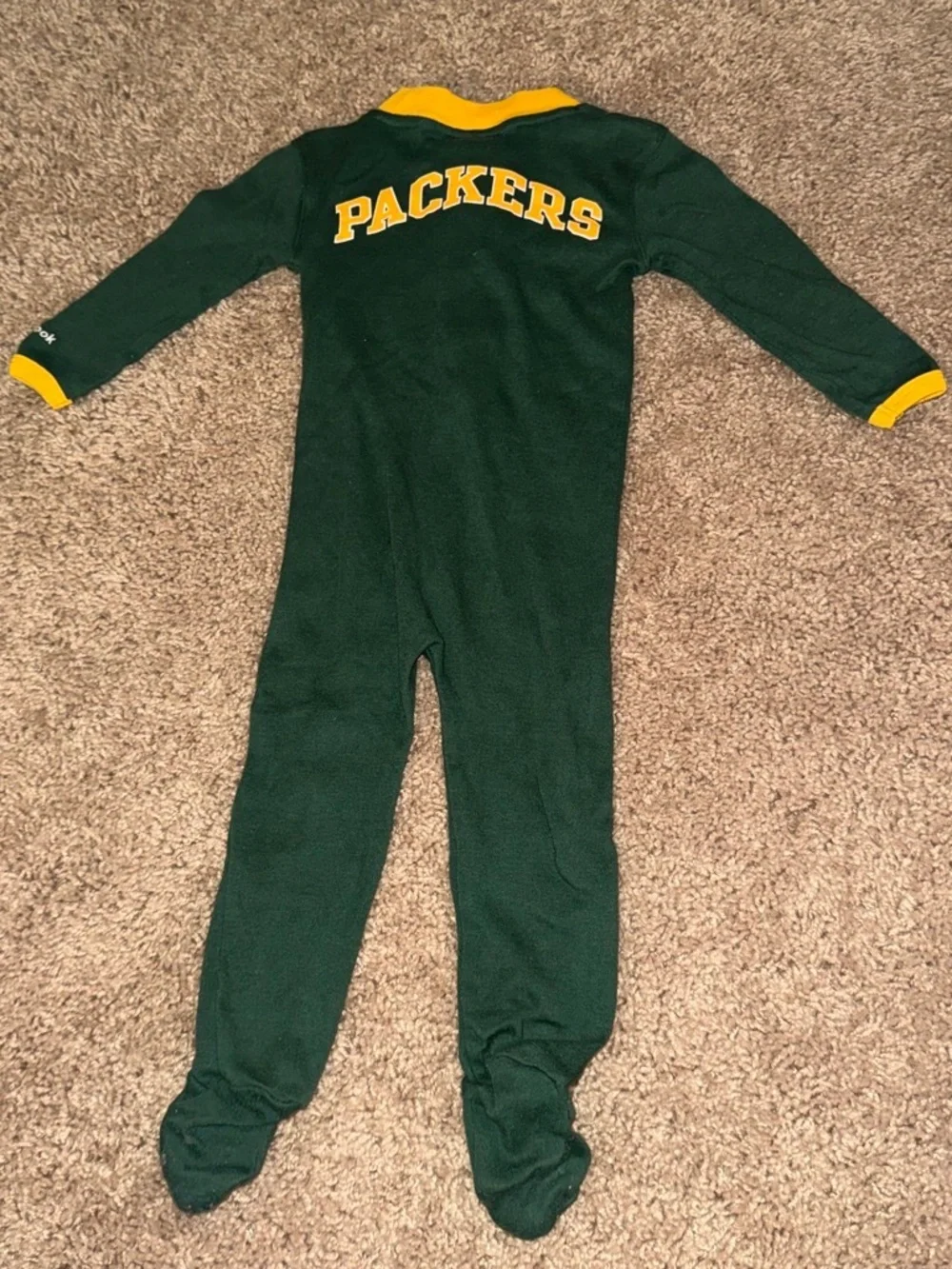 Green Bay Packers baby onesie with green/yellow accents